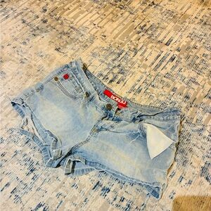 BONGO Distressed Light Blue Jean Shorts